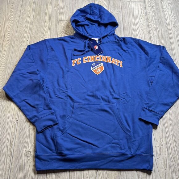 FC Cincinnati Logo Hoodie Men’s XL Blue MLS Soccer Fleece Sweatshirt New - Picture 1 of 11